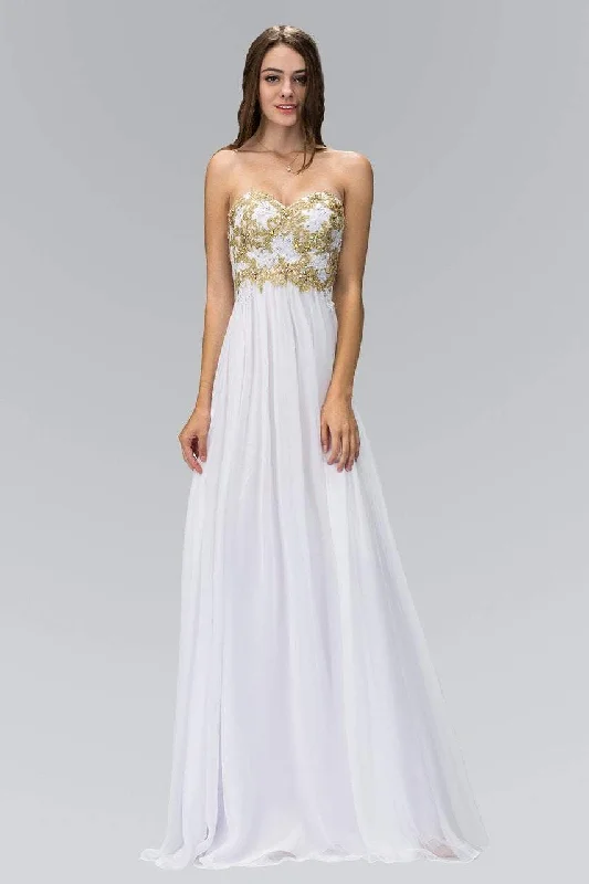 Graceful Fashion Elizabeth K - GL2050 Strapless Beaded Floral Applique Gown