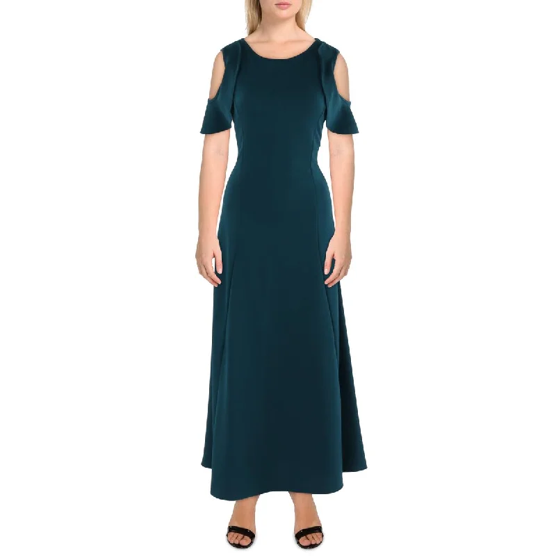 Chic Casual Style 24seven Comfort Apparel Womens Knit Cold Shoulder Midi Dress
