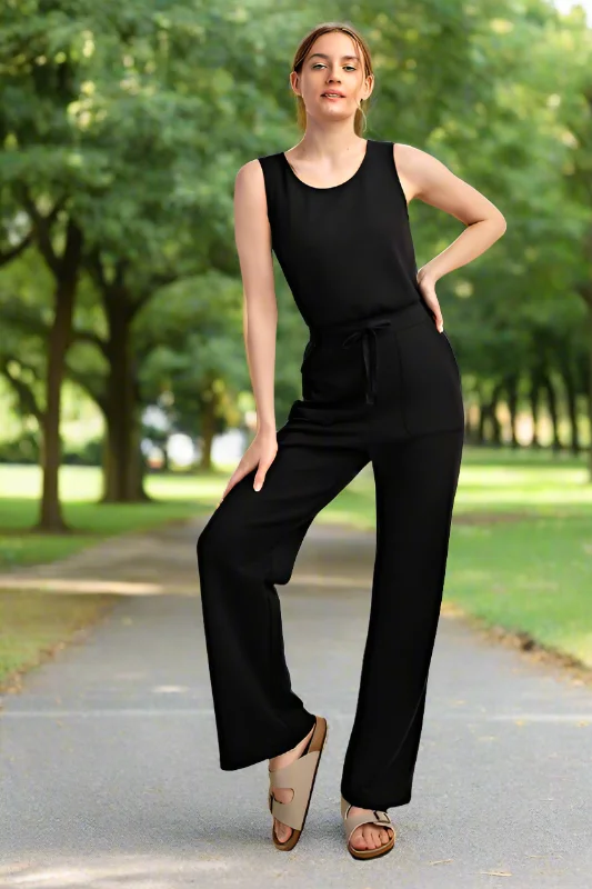 Trend Forward Threads For Her Black Scuba Jumpsuit