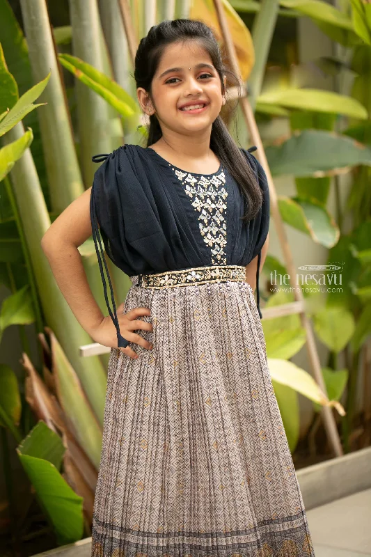 Best Boutiques Online Gray Sequin & Stone Splendor: Pleated Gowns in Geometric Patterns for the Young Girls Best Boutiques Online Gray Sequin & Stone Splendor: Pleated Gowns in Geometric Patterns for the Young Girls