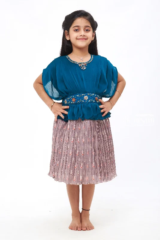 Women's Clothing Online Girls Green Pearl-Embroidered Chinnon Party Frock with Peplum Design Women's Clothing Online Girls Green Pearl-Embroidered Chinnon Party Frock with Peplum Design