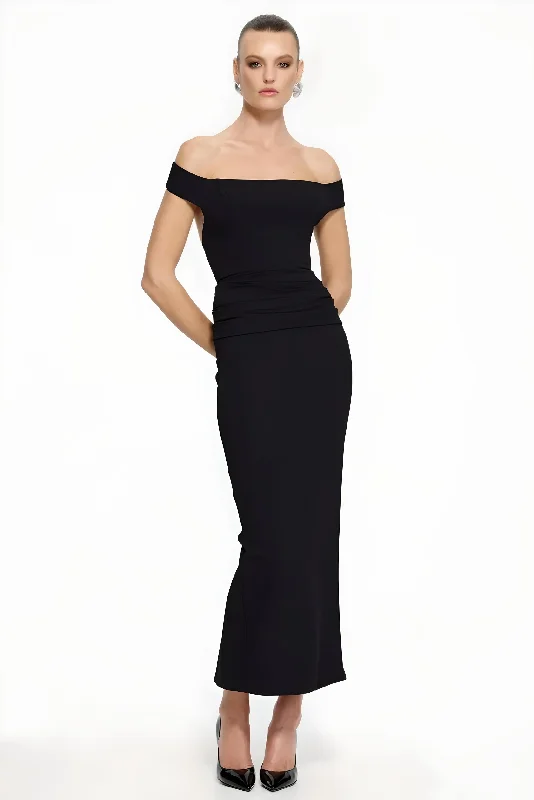 Boutique Dress Online EFFIE KATS Womens Malena Midi Dress - Black