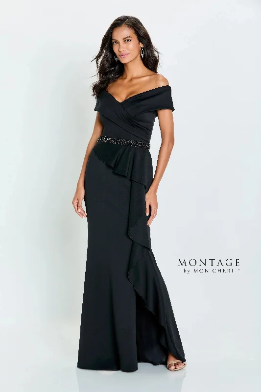 Mega Sales Montage by Mon Cheri 221976W - Ruffle Draped Evening Gown