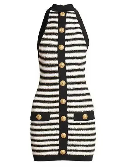 Classic Women's Fashion Striped Sleeveless Mini Dress