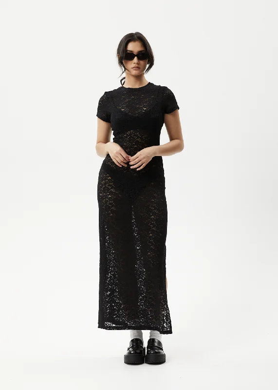 Vibrant Femme Fashion AFENDS Womens Poet - Lace Maxi Dress - Black