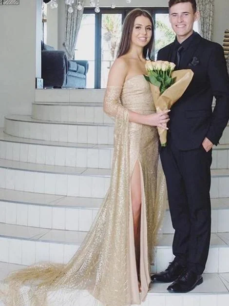 Comfort First Women's Wear Elegant Cocktail Straight Side Slit Tulle Sequin For Young Girls Evening Long Prom Dresses cg20476 Comfort First Women's Wear Elegant Cocktail Straight Side Slit Tulle Sequin For Young Girls Evening Long Prom Dresses cg20476
