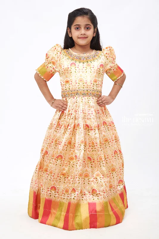 Stylish Women's Apparel Golden Radiance: Girls Mirror Embroidered Yellow Party Gown Stylish Women's Apparel Golden Radiance: Girls Mirror Embroidered Yellow Party Gown