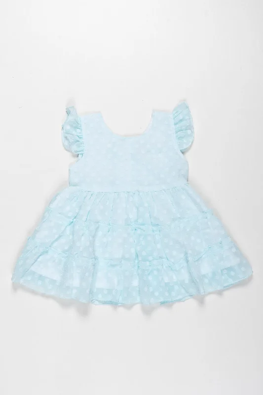 Casual Wear Ice Blue Angelic Polka Dot Tulle Frock for Baby Girls - Dreamy Party Outfit Casual Wear Ice Blue Angelic Polka Dot Tulle Frock for Baby Girls - Dreamy Party Outfit