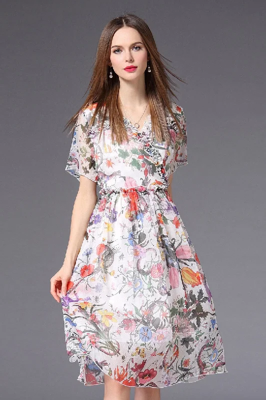 The Latest Fashion Trends Floral Print Chiffon Dress
