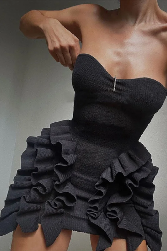 Flash Sale Or Flash Sales Solid Color Stunning Stringy Selvedge Tiered Mini Dress