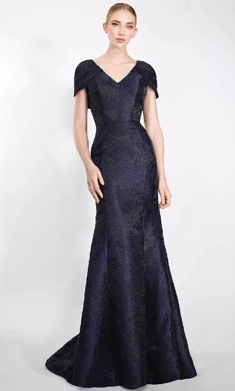 Trendy Women’s Dresses Online Janique 23005 - V-Neck Jacquard Evening Gown