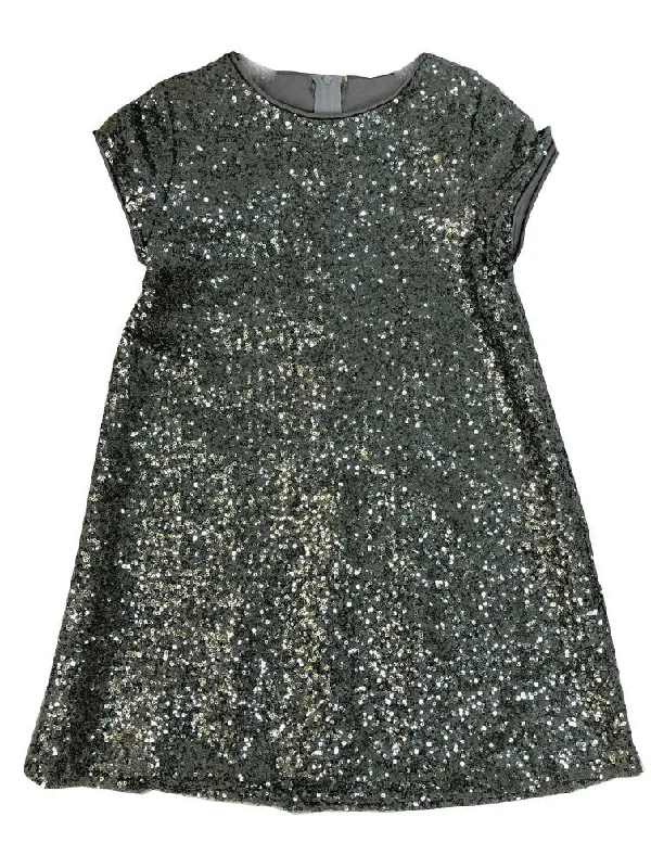 You'Ll Love Us Because Little Girls Gray Sparkle Sequin Katy Short Sleeve Shift Party Dress 2-6 You'Ll Love Us Because Little Girls Gray Sparkle Sequin Katy Short Sleeve Shift Party Dress 2-6