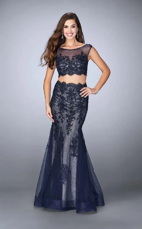 Exclusive Women’s Fashion Collection La Femme - 23461 Two-Piece Intricately Embroidered Illusion Long Evening Gown Exclusive Women’s Fashion Collection La Femme - 23461 Two-Piece Intricately Embroidered Illusion Long Evening Gown