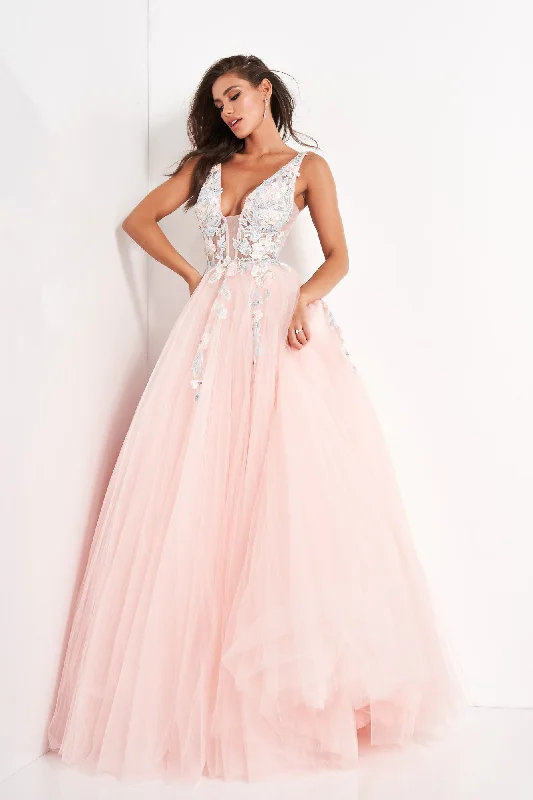 Fashion-forward Women’s Clothing Floral Applique Sleeveless A-line Gown by Jovani 11092 Fashion-forward Women’s Clothing Floral Applique Sleeveless A-line Gown by Jovani 11092