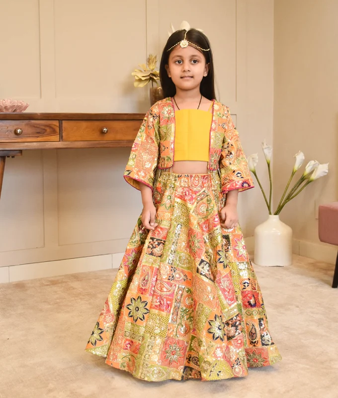 Cutting Edge Fashion Pre-Order - Multi Coloured Embroidered Jacket Set for  Girls