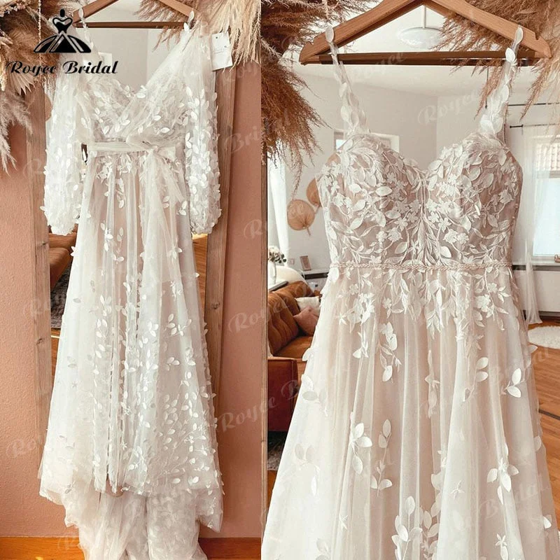 Seasonal Clearance trouwjurk Spaghetti Straps Lace Appliques A Line Boho Wedding Dress with Jacket Vestidos De Novia 2025 Wedding Gown Beach Custom Seasonal Clearance trouwjurk Spaghetti Straps Lace Appliques A Line Boho Wedding Dress with Jacket Vestidos De Novia 2025 Wedding Gown Beach Custom