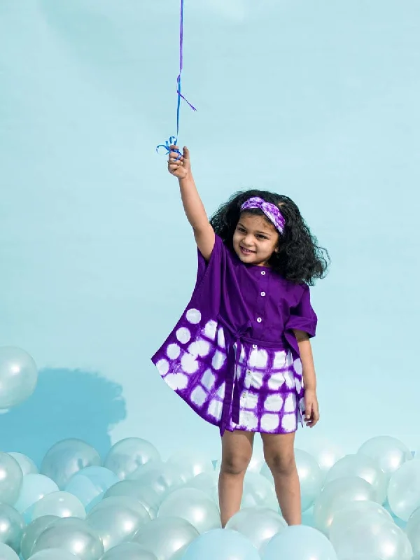 Stylish Basics Girls Kaftan Dress Tie Dye Clamp - Purple