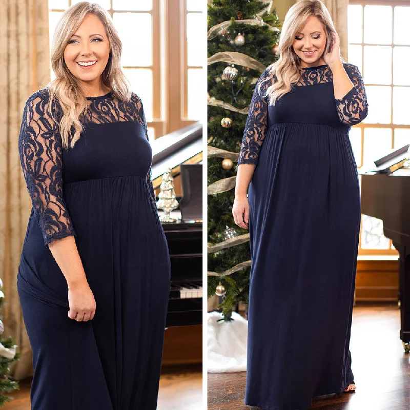 Current Trends Looking Elegant Maxi Dress, Navy