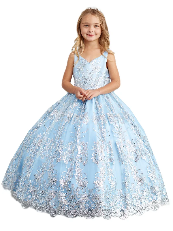 Flash Sale Starts Little Girls Dusty Blue Glitter Mesh Overlay V Neck Pageant Dress 2-6 Flash Sale Starts Little Girls Dusty Blue Glitter Mesh Overlay V Neck Pageant Dress 2-6