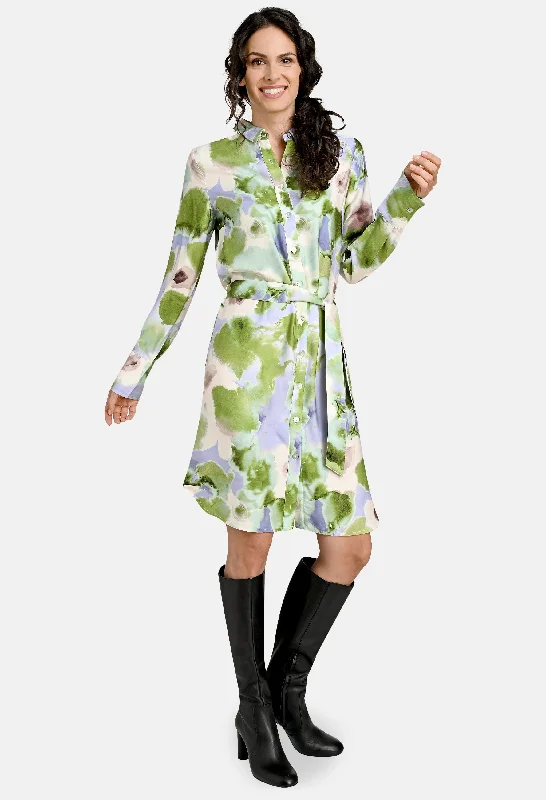 Fashion Essentials Abstract Floral Print Silk Look Dress