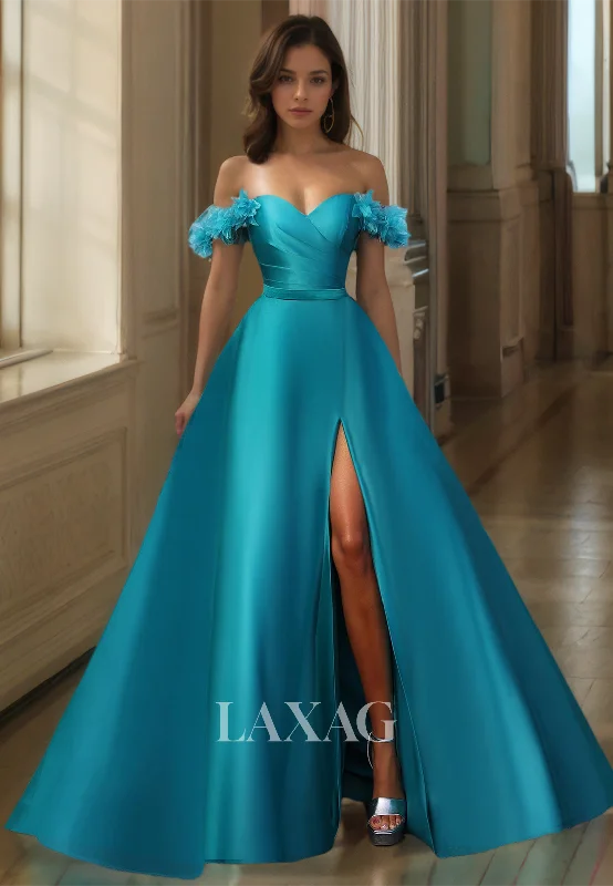 Trendy Online Boutiques Sweetheart Off-Shoulder Pleated Party Dress Sleeveless Floor-Length A-Line Prom Dress with Floral Embellished Trendy Online Boutiques Sweetheart Off-Shoulder Pleated Party Dress Sleeveless Floor-Length A-Line Prom Dress with Floral Embellished
