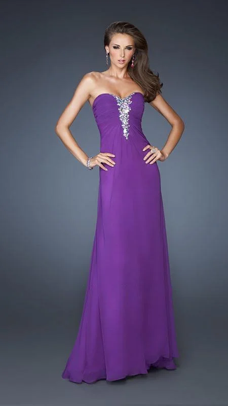 Trendy Women’s Fashion La Femme - 19009 Luxurious Sweetheart A-Line Gown with Sheer Layering Trendy Women’s Fashion La Femme - 19009 Luxurious Sweetheart A-Line Gown with Sheer Layering
