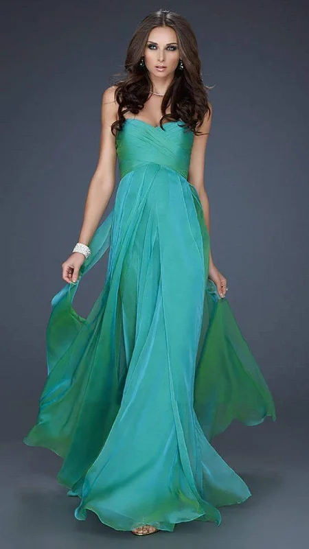 Exclusive Discount La Femme 17111SC Strapless Ruched Long Gown in Jungle Green - 1 Pc Jungle Green in Size 6 Available