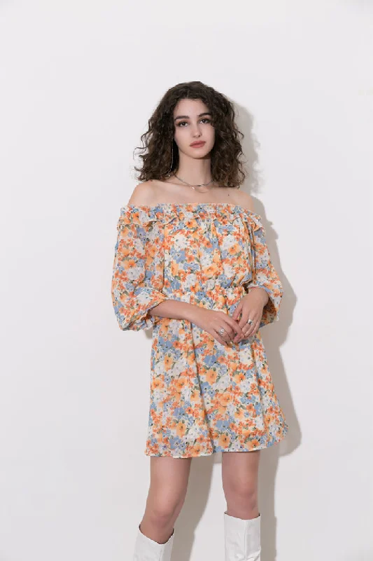 Women Online Clothing Boutiques Floral Off The Shoulder Mini Dress