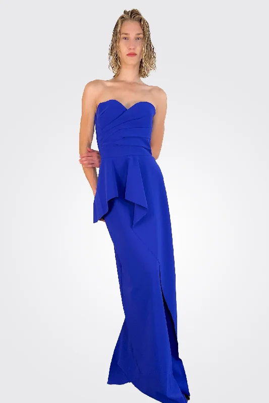 Trend Setting Wardrobe Miya Strapless Peplum Gown - Inchiostro