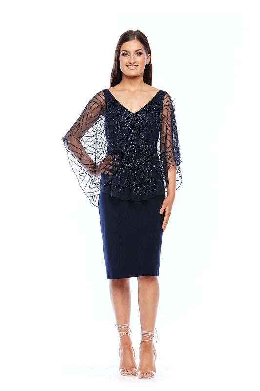 Chic Allure Jesse Harper - Z0009 Short stretch jersey dress with beaded overlay cape