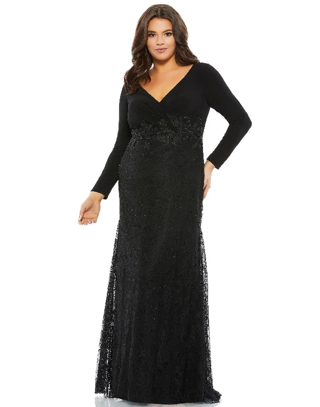 Casual Wear Mac Duggal 67896 Long Plus Size Formal Lace Dress