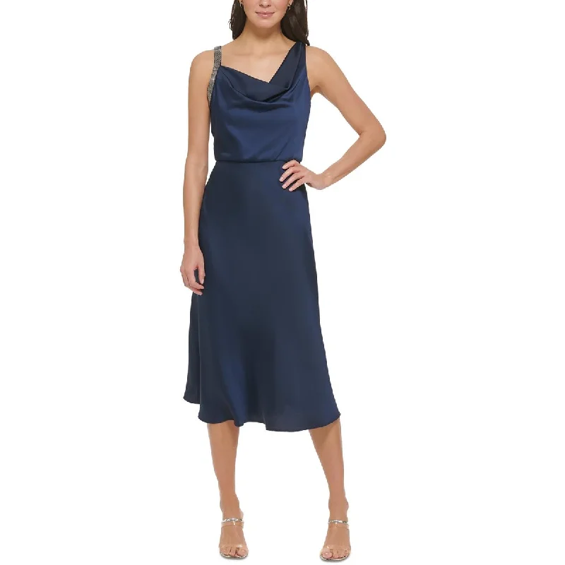 Women Online Clothing Boutiques DKNY Womens Embellished Straps Crepe Midi Dress