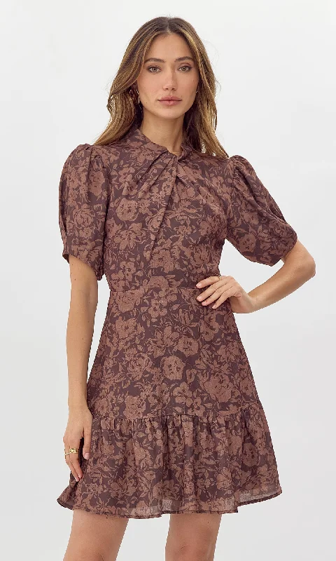 From Casual To Classy Mira Twist Neck Printed Mini Dress