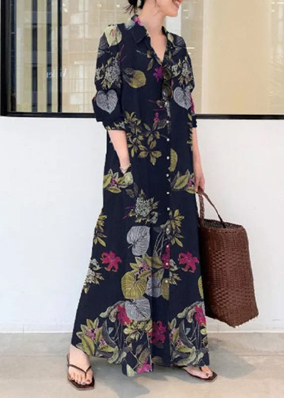 Women’s Evening Wear for Special Occasions Women Retro Floral Print Cotton Turn-Down Collar Loose Shirt Dress With Pocket Women’s Evening Wear for Special Occasions Women Retro Floral Print Cotton Turn-Down Collar Loose Shirt Dress With Pocket