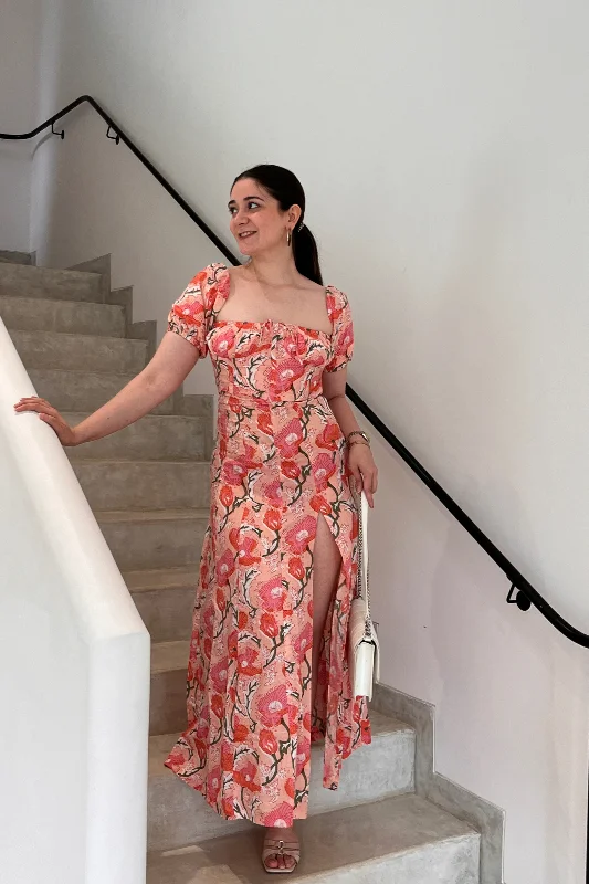 Summer Fashion Ellora Pink Floral Maxi Sundress