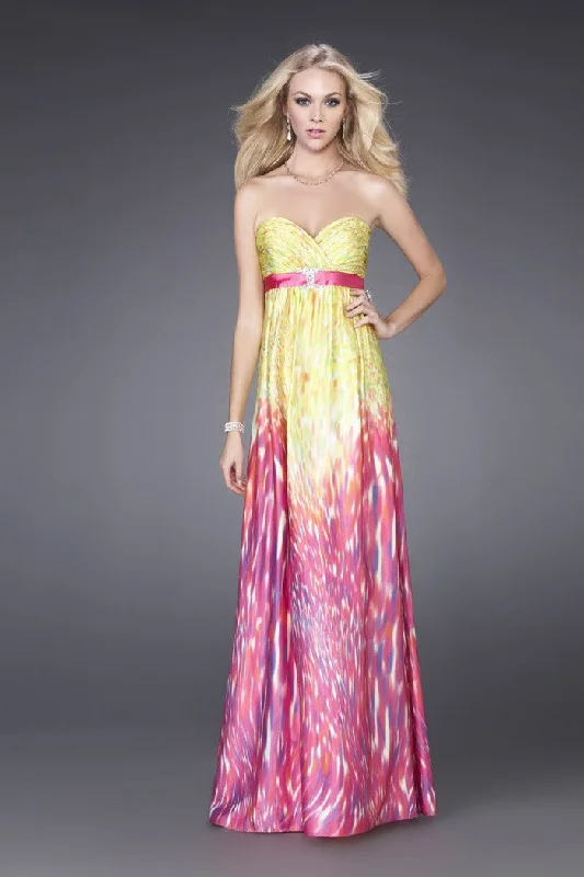 Fresh Styles, Fresh Deals La Femme - 15142 Strapless long gown in fresh and fruity hues