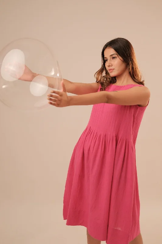 Modern Women's Wardrobe Essentials Raani Pink Pleated Dress