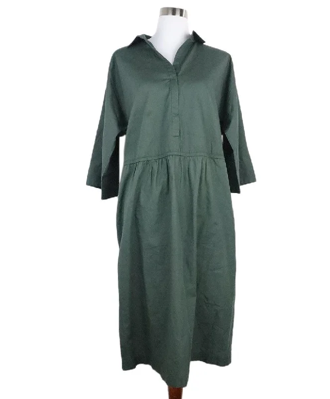 Trend Leading Collection Akris Dark Green Cotton Dress sz 16