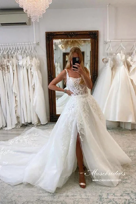 Unique Women’s Fashion Pieces Roycebridal Tulle Ball Gown Scoop Court Train Wedding Dress With Lace Appliques, MW931 Unique Women’s Fashion Pieces Roycebridal Tulle Ball Gown Scoop Court Train Wedding Dress With Lace Appliques, MW931