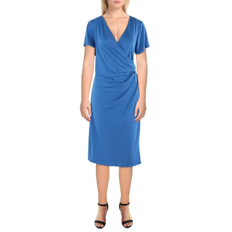 Rocker Chic Fashion 24seven Comfort Apparel Womens Surplice Gathered Midi Dress
