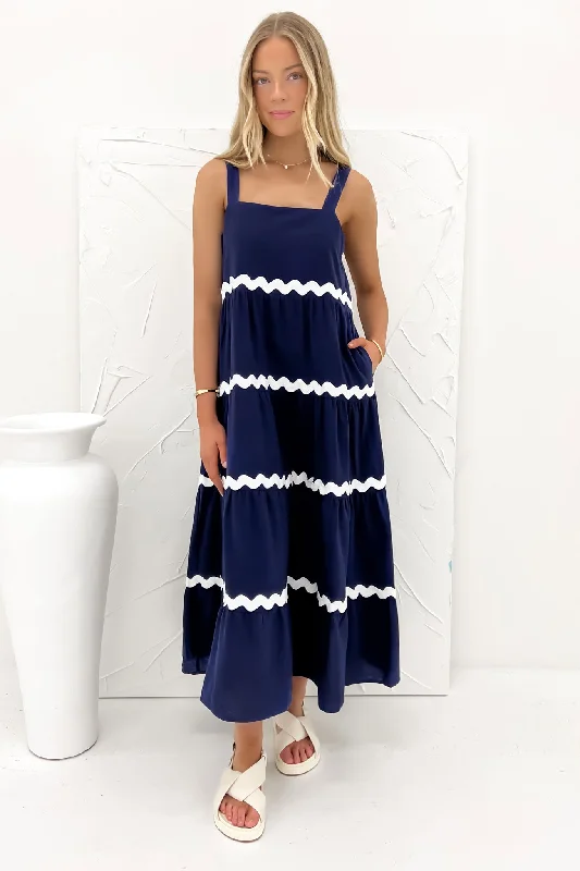 Evening Elegance Willa Maxi Dress Navy