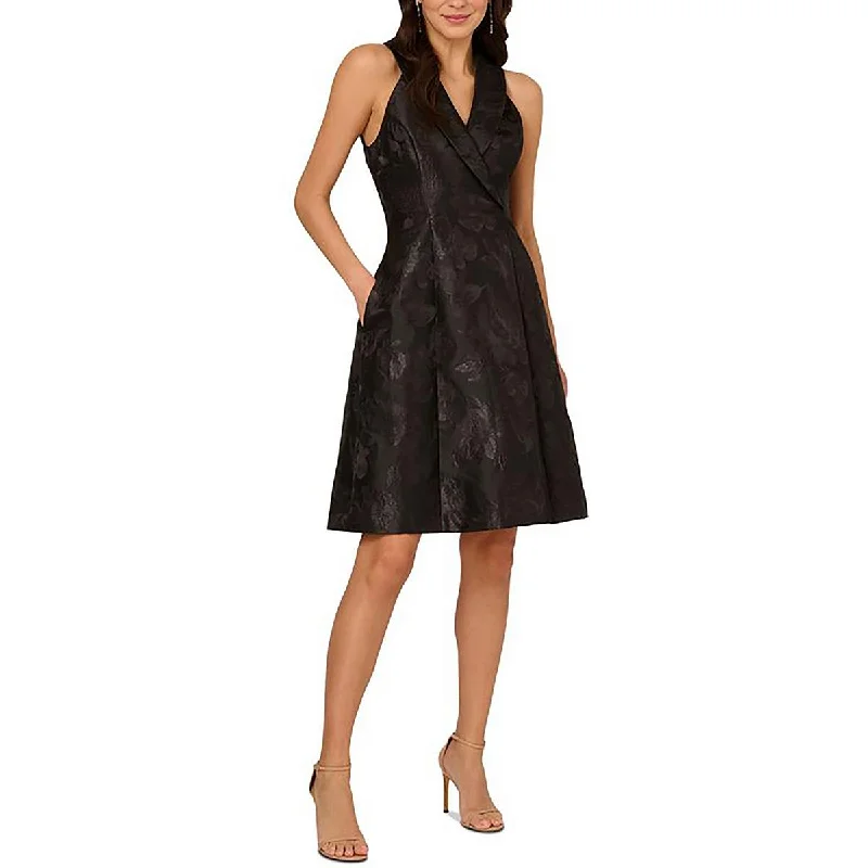 Women's Clothing Stores Adrianna Papell Womens Metallic Surplice Neck Midi Dress