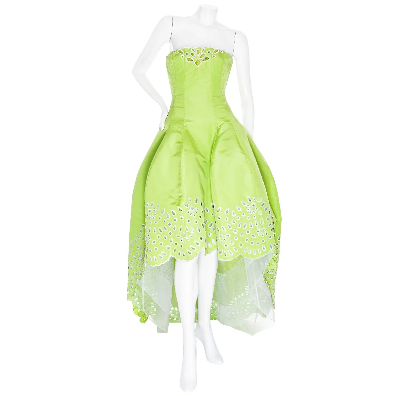 Athleisure Wear Special Offer 2015 Green Silk and Tulle Strapless Eyelet Gown