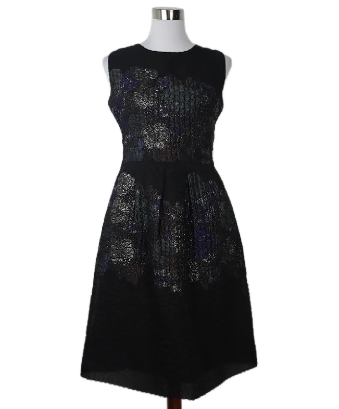 Minimalist Style Lela Rose Black & Purple Silk Dress sz 8