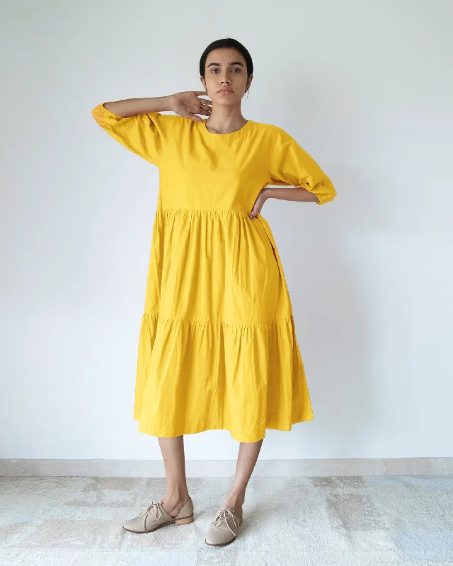 Fashion Forward Yellow Three Tier Dress