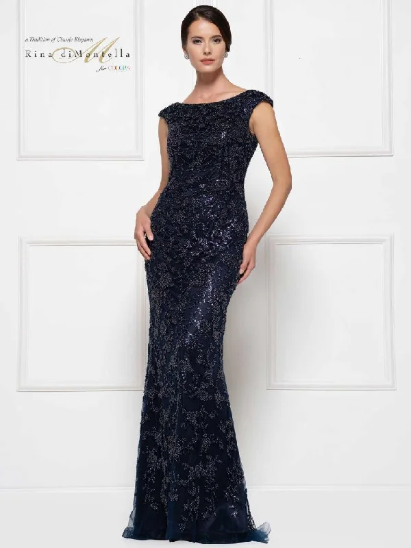 Free Spirited Fashion Rina di Montella Cap Sleeve Long Formal Dress 2698