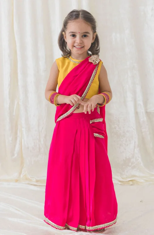 Trendy Women's Collection Pre-Order : Girls O’ Desi Girl Sari Set - Pink
