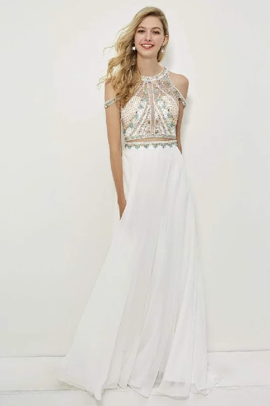 Best Sellers Angela & Alison - 81043 Two Piece Embellished Halter Gown