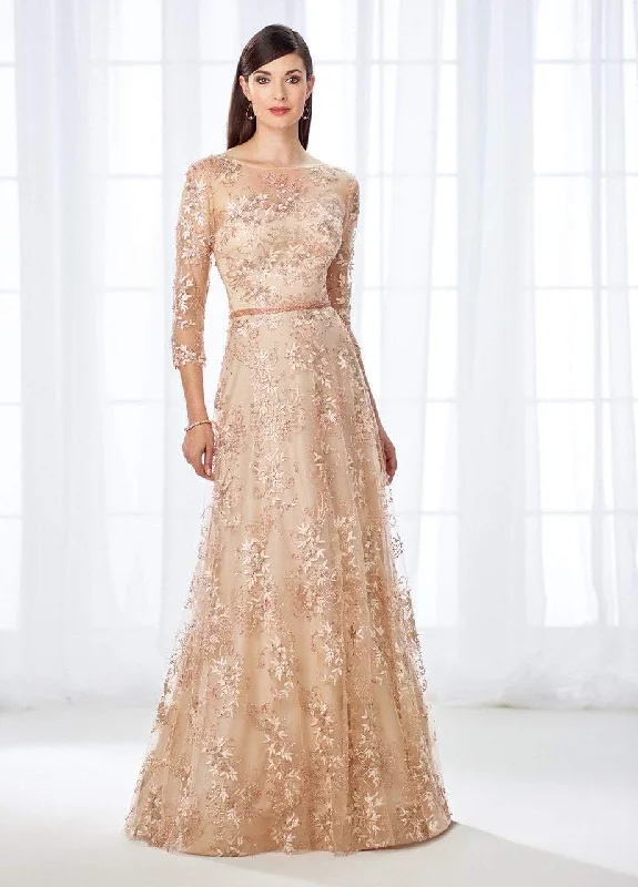 Season Sale Mon Cheri - Quarter-Length Sleeve A-line Gown 118682