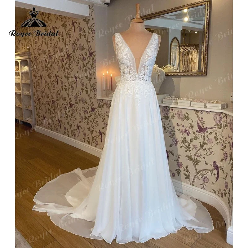 The Latest Fashion Trends Vestido Novia Beach Boho Chiffon Wedding Dresses for Women Deep V-neck A Line Sexy Long Bridal 2025 Wedding Gowns Bow Backless The Latest Fashion Trends Vestido Novia Beach Boho Chiffon Wedding Dresses for Women Deep V-neck A Line Sexy Long Bridal 2025 Wedding Gowns Bow Backless
